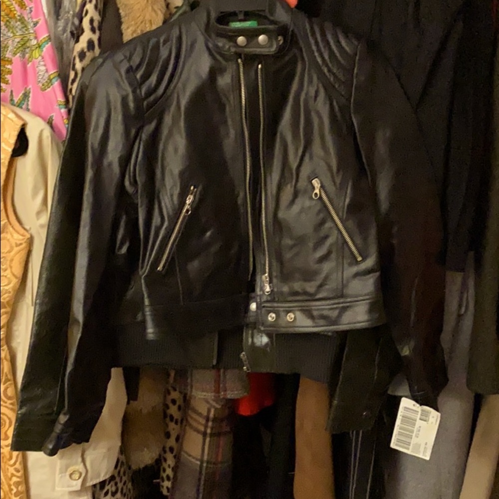 United colors of Benetton leather‎ moto jacket NWT